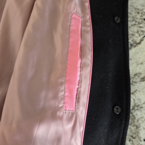 NWOT Kate Spade A Line Pink Lined Black Wool Coat. Size L - Picture 4 of 11